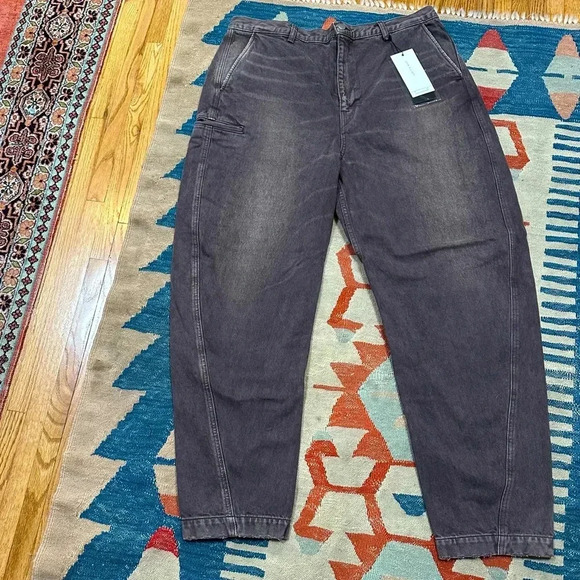 John Elliott NWT Sendai Trouser Barrel Leg Pants in Rodeo Brown Grey Jeans - Picture 3 of 16